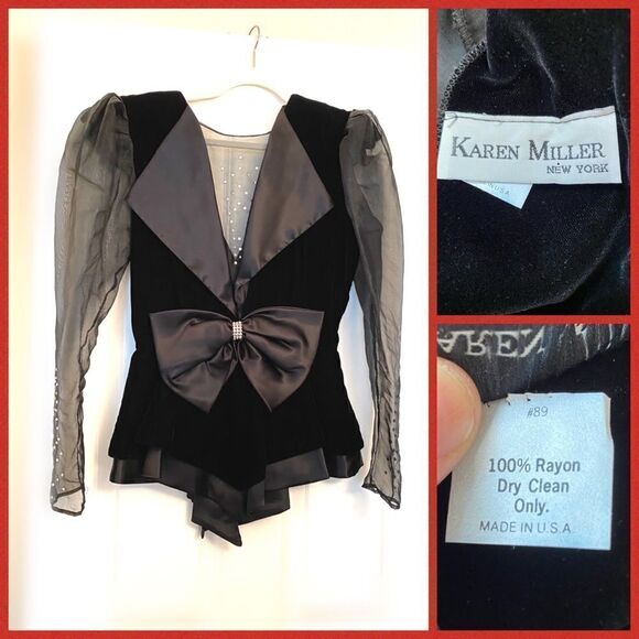Vintage 80s designer formal top by Karen Miller NY estimated size 6 - Picture 1 of 8